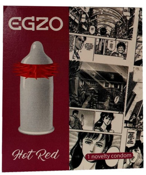 Prezerwatywa Egzo Cocky Friend Hot Red Duże Kolce