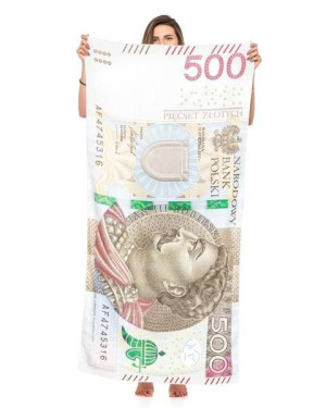 RĘCZNIK KĄPIELOWY Banknot 500 zł 160x80cm Mikrof.