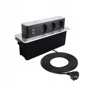 Gniazdo chowane wpuszczane w blat USB inox