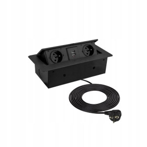 Gniazdo chowane wpuszczane w blat czarny USB