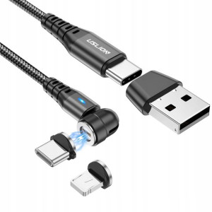 Obrotowy kabel magnetyczny 540st 3A PD60W USB C 2M
