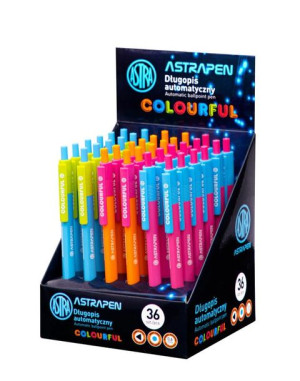 Długopis automatyczny trójkątny Colorful niebieski 0,6mm Astra Pen p36 mix
