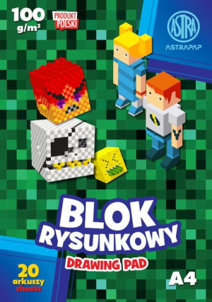 Blok rysunkowy biały A4 100g 20ark. PIXEL Astrapap p10
