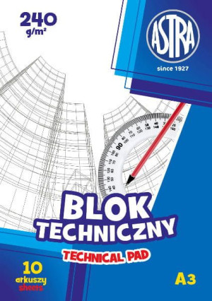Blok techniczny biały A3 240g 10ark. ASTRA p10