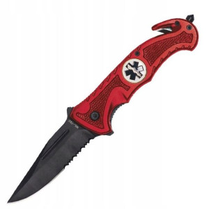 Nóż składany ratowniczy Mil-Tec Rescue Red (153230