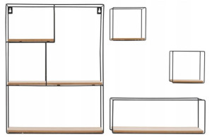 Półka Ścienna LOFT Metal MDF Zestaw 4 szt