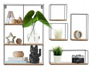 Ścienna półka LOFT metalowa Zestaw 5szt Dąb Sanoma