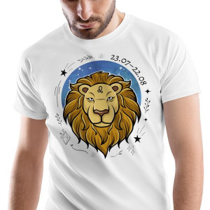 T-Shirt Męski Lew Zki Zodiaku Horoskop