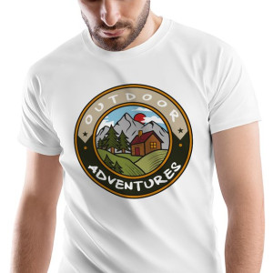 T-Shirt Męski Outdoor living Kemping Wakacje