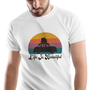 T-Shirt Męski Outdoor living Kemping Wakacje