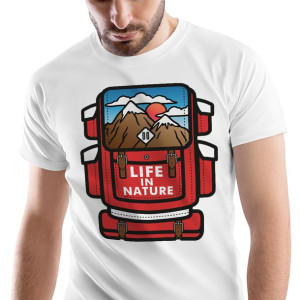 T-Shirt Męski Outdoor living Kemping Wakacje