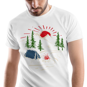 T-Shirt Męski Outdoor living Kemping Wakacje
