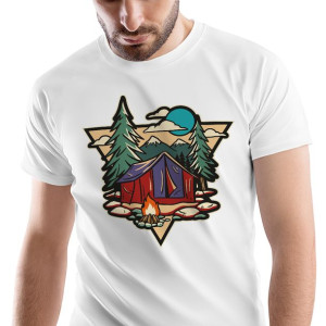 T-Shirt Męski Outdoor living Kemping Wakacje