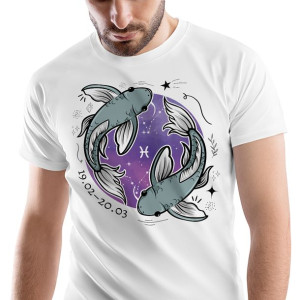 T-Shirt Męski Ryby Znaki Zodiaku Horoskop