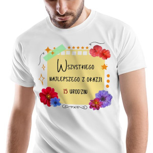 T-Shirt Męski Urodziny 15 15te 15-te XL na Prezent