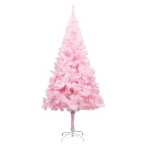 Sztuczna choinka ze stojakiem, różowa, 210 cm, PVC
