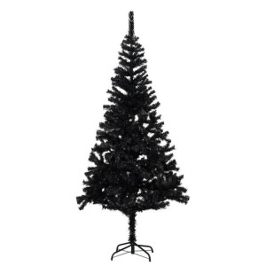Sztuczna choinka ze stojakiem, czarna, 180 cm, PVC