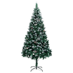 Sztuczna choinka z szyszkami i białym śniegiem, 240 cm