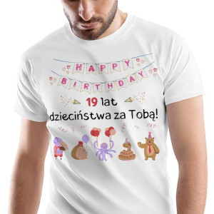 T-Shirt Męski Urodziny 19 19te 19-te L Prezent