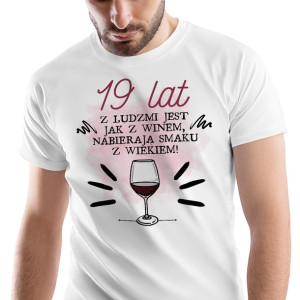 T-Shirt Męski Urodziny 19 19te 19-te S Prezent