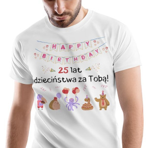 T-Shirt Męski Urodziny 25 25te 25-te M na Prezent