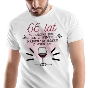 T-Shirt Męski Urodziny 66 66te 66-te L Prezent