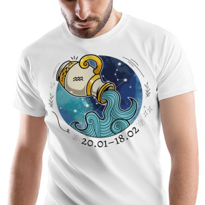 T-Shirt Męski Wodnik Znaki Zodiaku Horoskop