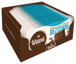 Karton Czekolada Gorzka bez dodatku cukru Wawel 90g