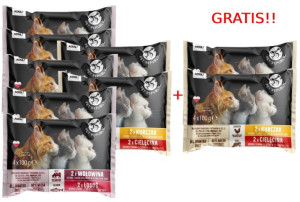 PetRepublic dla kota wołowina łosoś/kurczak cielęcina 28x100g + 8x100g GRAT