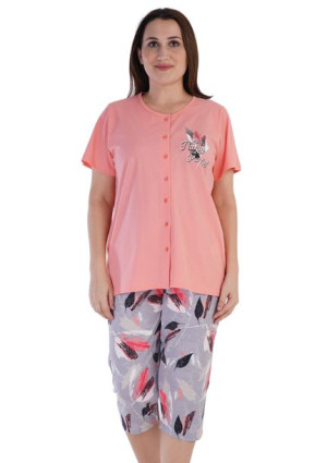 Piżama Damska Vienetta bawełna +Size 2XL rozpinana