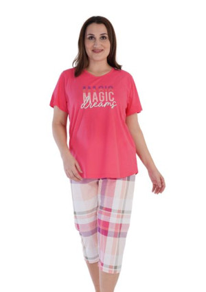 Piżama Damska Vienetta bawełna +Size 3XL krótki rękaw