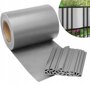 TAŚMA OSŁONA BALKONOWA 19cmX35m+ Klipsy PVC L.Grey