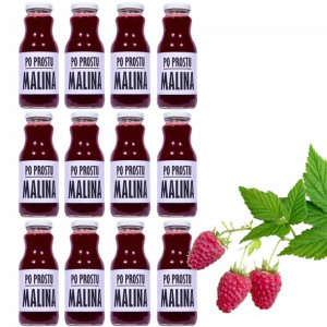 12x sok malina malinowy 100% sok z malin 250ml
