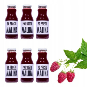 6x sok malina malinowy 100% sok z malin 250ml