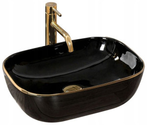 Umywalka Belinda Black Gold Edge Nablatowa Rea