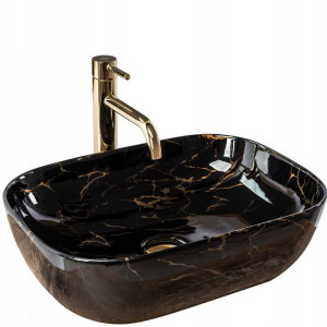 Umywalka Belinda Black Nablatowa Rea Marble Slim