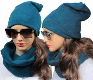 PIĘKNY Komplet BEANIE czapka + KOMIN szalik POLSKI