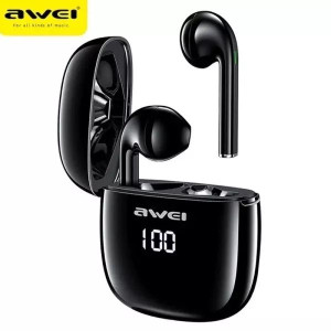 AWEI Słuchawki bezprzewodowe Bluetooth 5.0 T28P TWS  stacja dokująca czarne