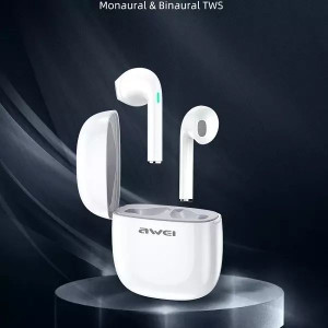 AWEI Słuchawki Bluetooth 5.0 T28 TWS + stacja dokująca Białe