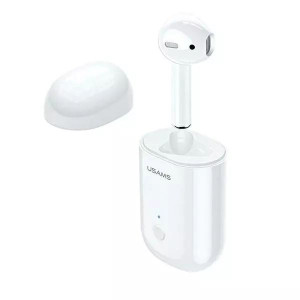 Słuchawka Bluetooth 5.0 USAMS LB Series + stacja dokująca biały/white