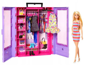 Barbie Szafa Z Lalką Akcesoariami Ubrankami Hjl66