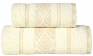 Ręcznik Kąpielowy Gruby Mocny Azteka Krem 70x130