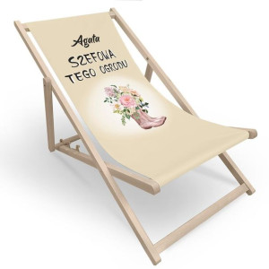 LEŻAK ogrodowy PERSONALIZOWANY z nadrukiem URODZINY emeryt PREZENT W5 + IMI