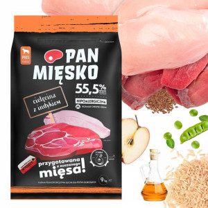 Pan Mięsko Sucha Karma Dla Psa Cielęcina Indyk 9kg