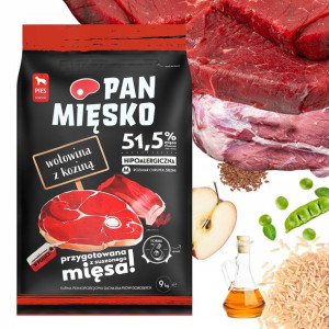 Pan Mięsko Sucha Karma Dla Psa Wołowina Kozina 9kg