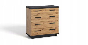 Nowoczesna komoda 4 szuflady dąb artisan + czarny