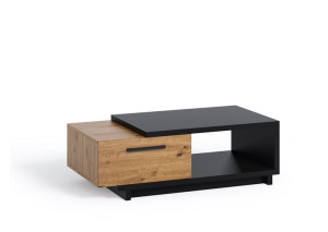 Nowoczesna ława z szufladą 120 dąb artisan +czarny