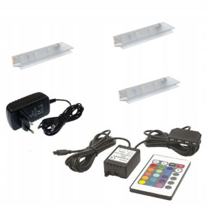 Oświetlenie led RGB klips 3 szt. na półkę szklaną.
