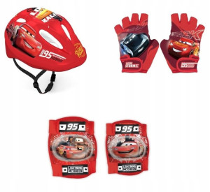 Zestaw Kask + Ochraniacze +rekawiczki 18m Mcqueen