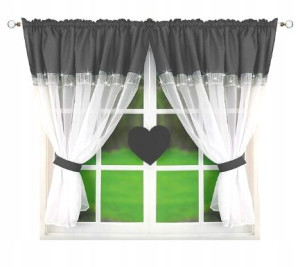 Firana Gotowa Woal 400x145 Filc Grafitowe Serce